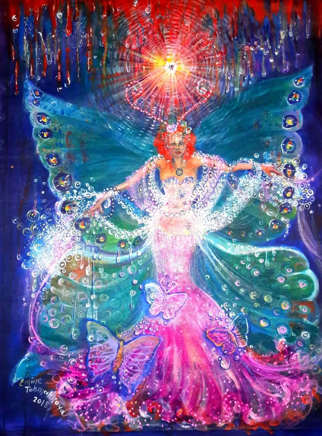 Butterfly Dancer in the Colours Energy | Acrylic on Canvas | 100 x 90 cm | 2000 USD 