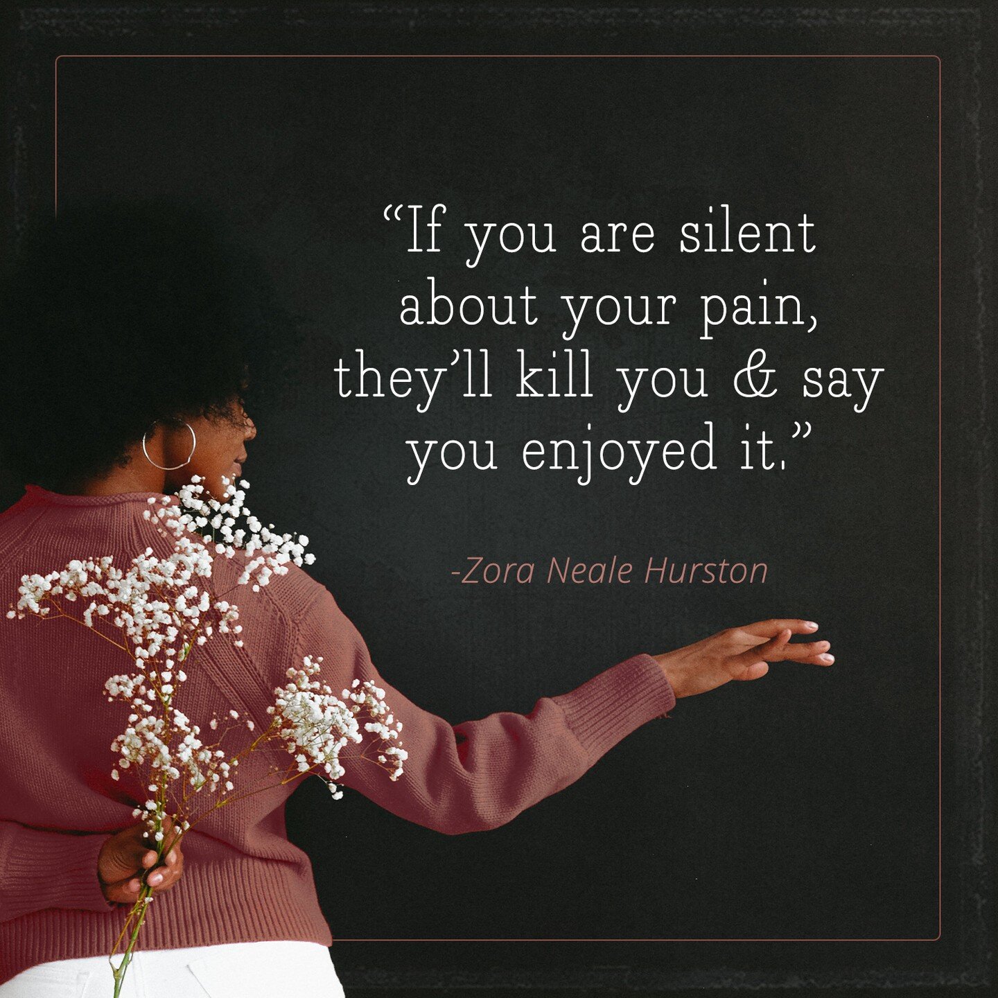 &ldquo;If you are silent about your pain,
they&rsquo;ll kill you &amp; say you enjoyed it.&rdquo;

-Zora Neale Hurston

#girlHidden #memoir #favoritequotes #tellyourstory #bookstagram #noranealehurston