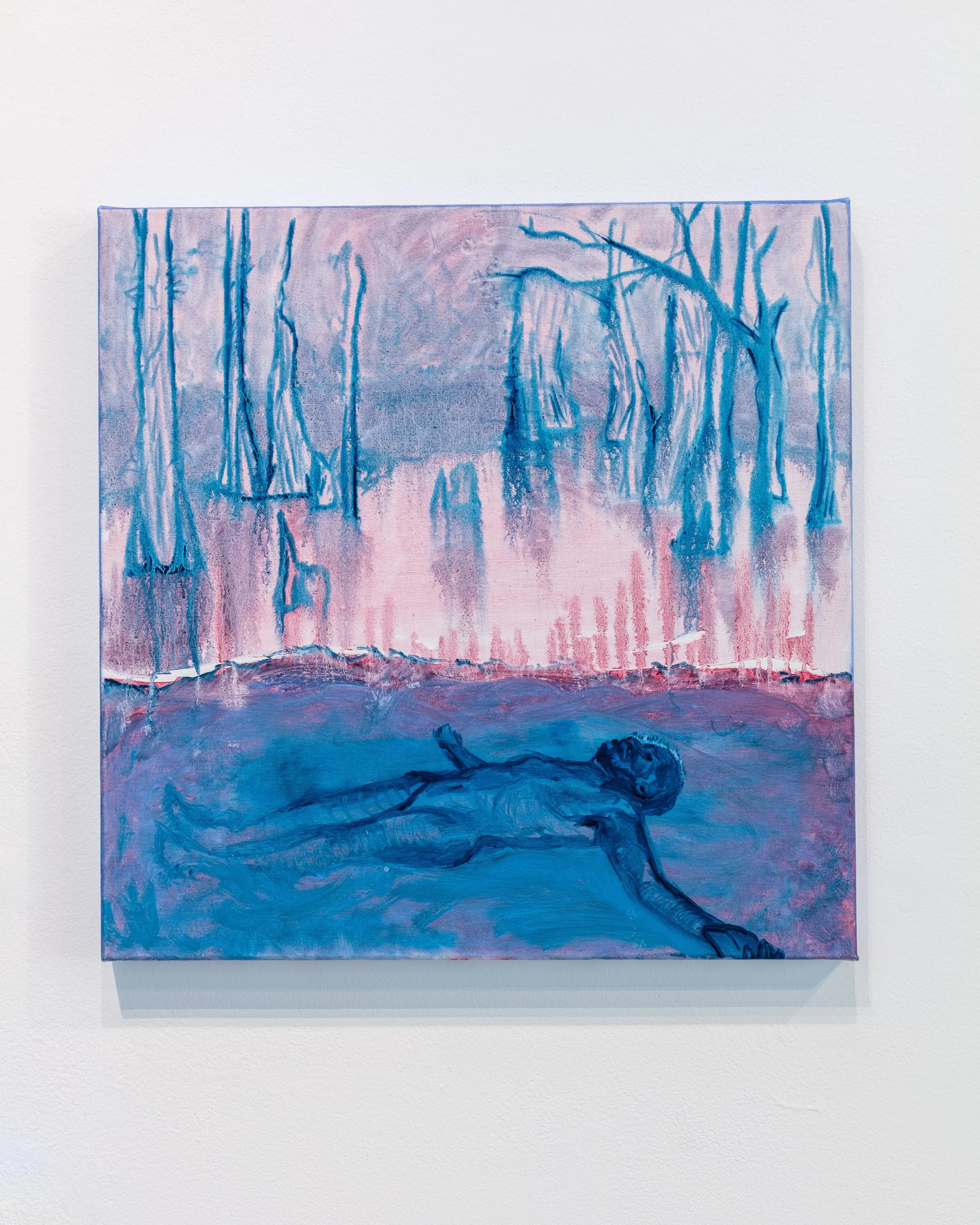 First to be born, first to die, 2026, 50 x 50cm, oil on linen. Photograph Richard Ivey. 
