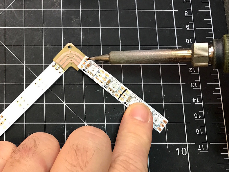 Soldering PCB and LED strips together