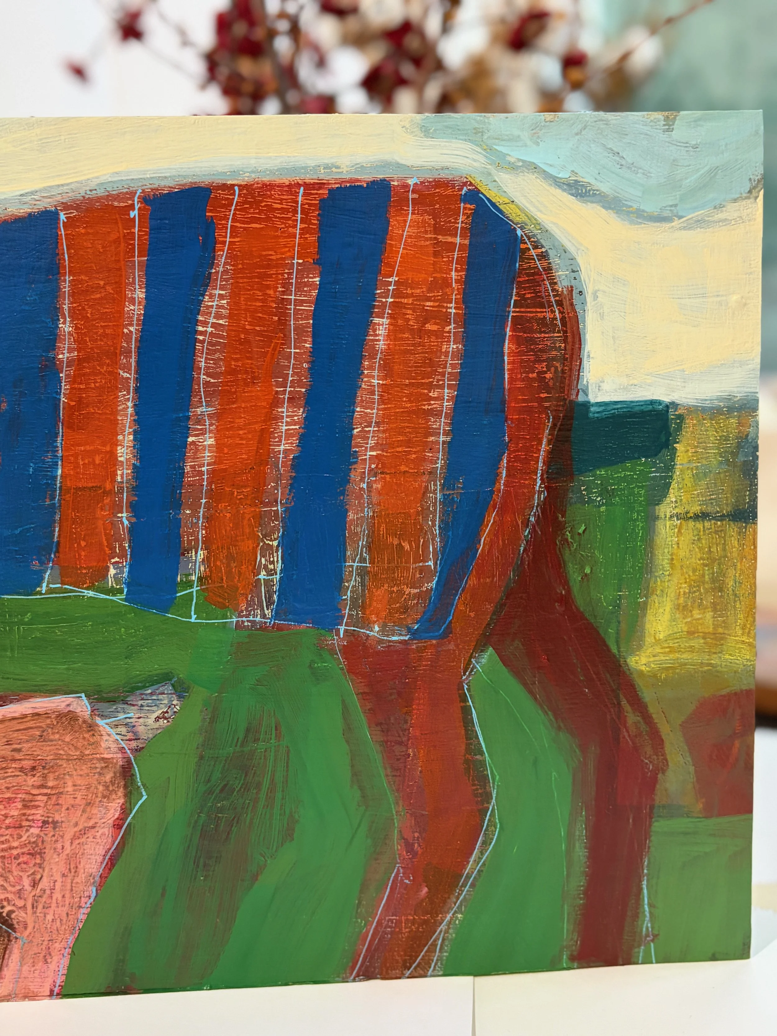 Two Goats and Horse with Striped Blanket.det1.jpeg