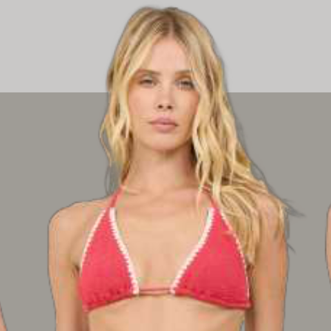 Contrast Krinkle Triangle Tie Top