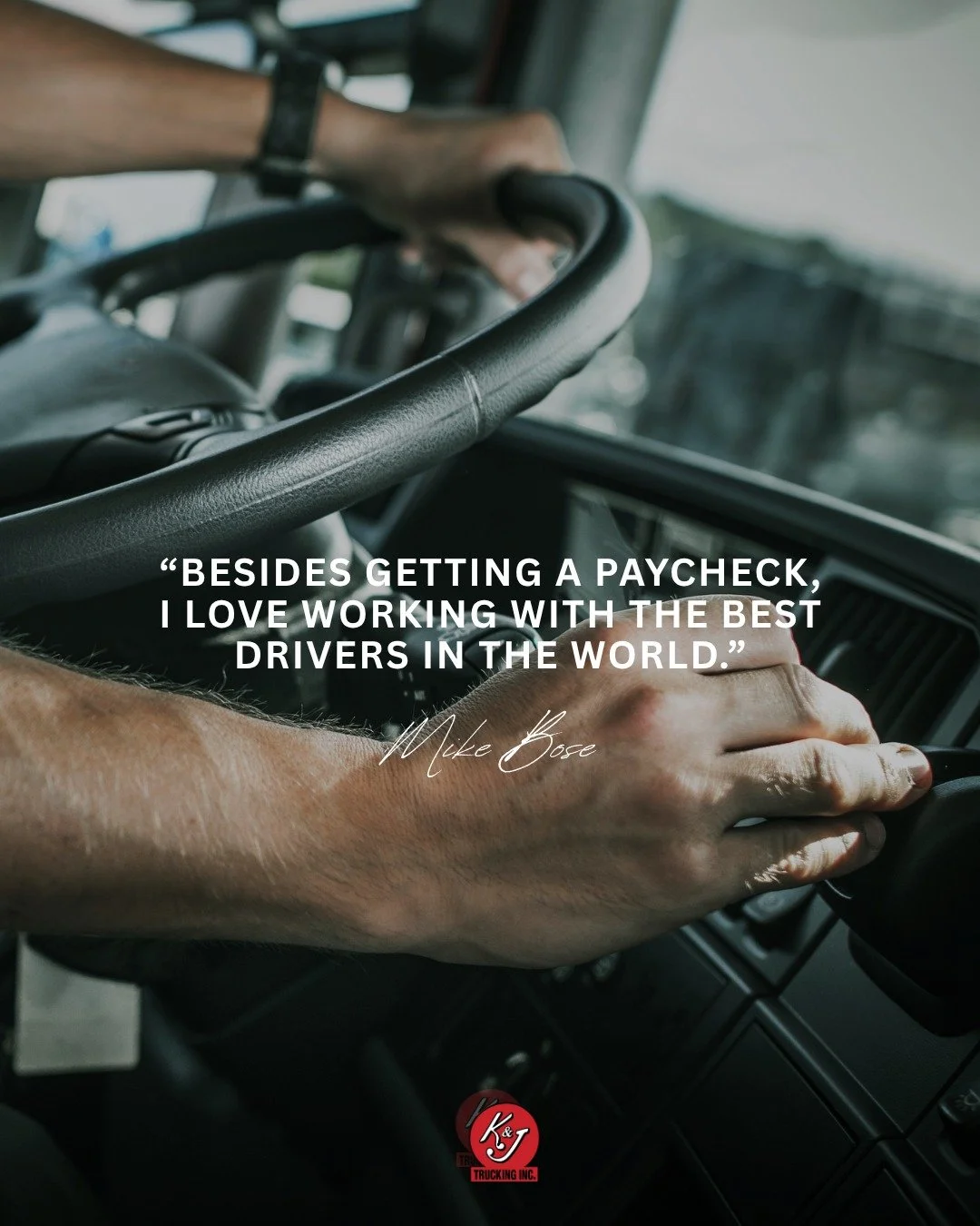 At K &amp; J, we have the best drivers in the world. 🌎
Want to work with us? DM us to apply!
 #truckingindustry #TruckingJobs #truckingtips #TruckersOfInstagram #truckinglife #truckerlife #trucking