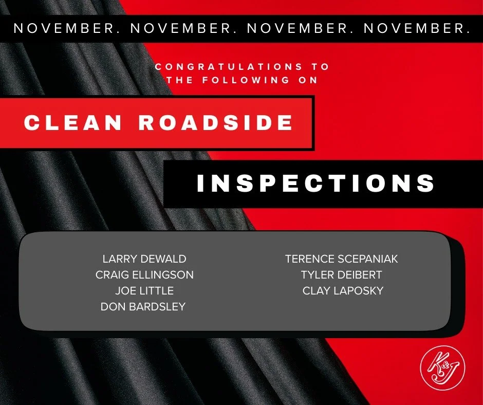 Congratulations on the following drivers on clean roadside inspections!
