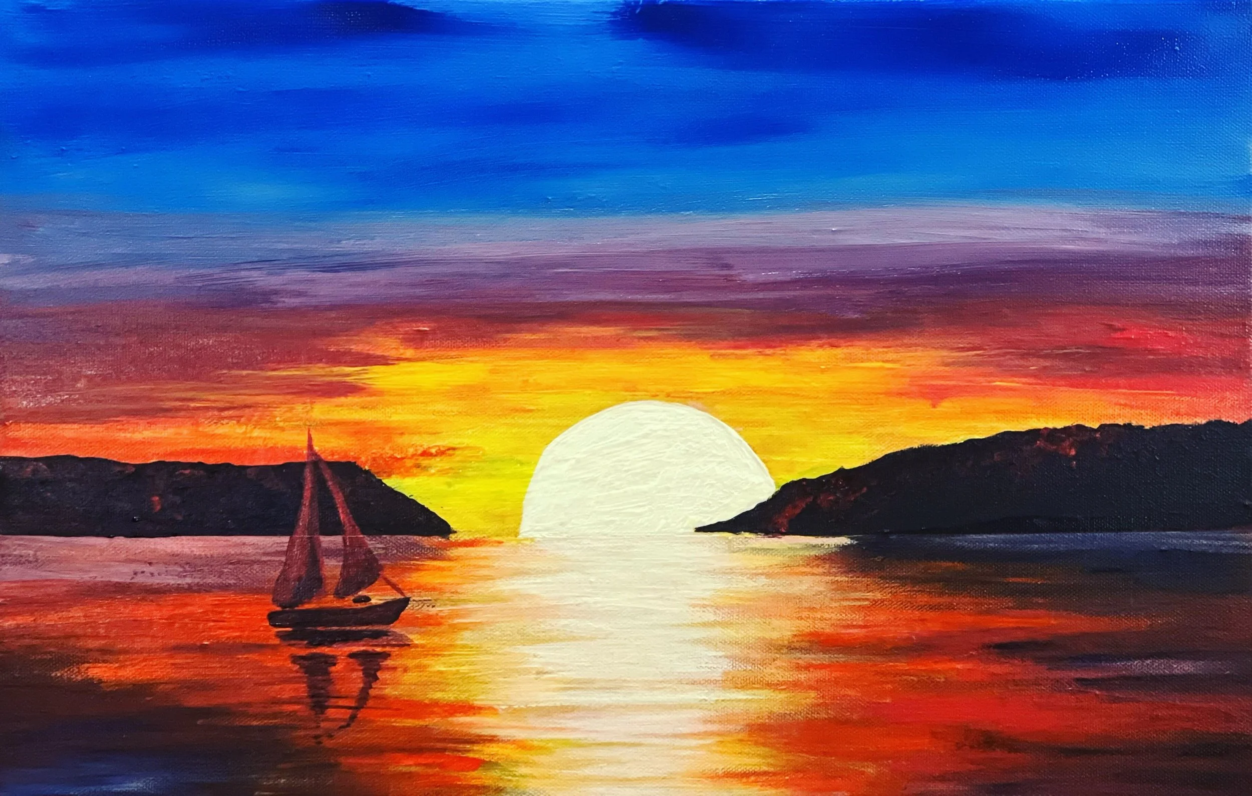 12x18. Acrylic. Includes Brown Floater Frame.