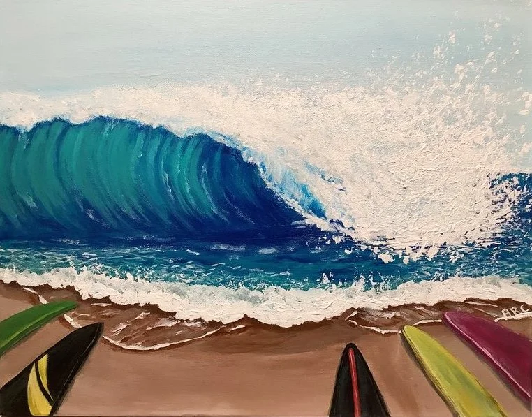 16x20. Acrylic. Includes White Floater Frame.