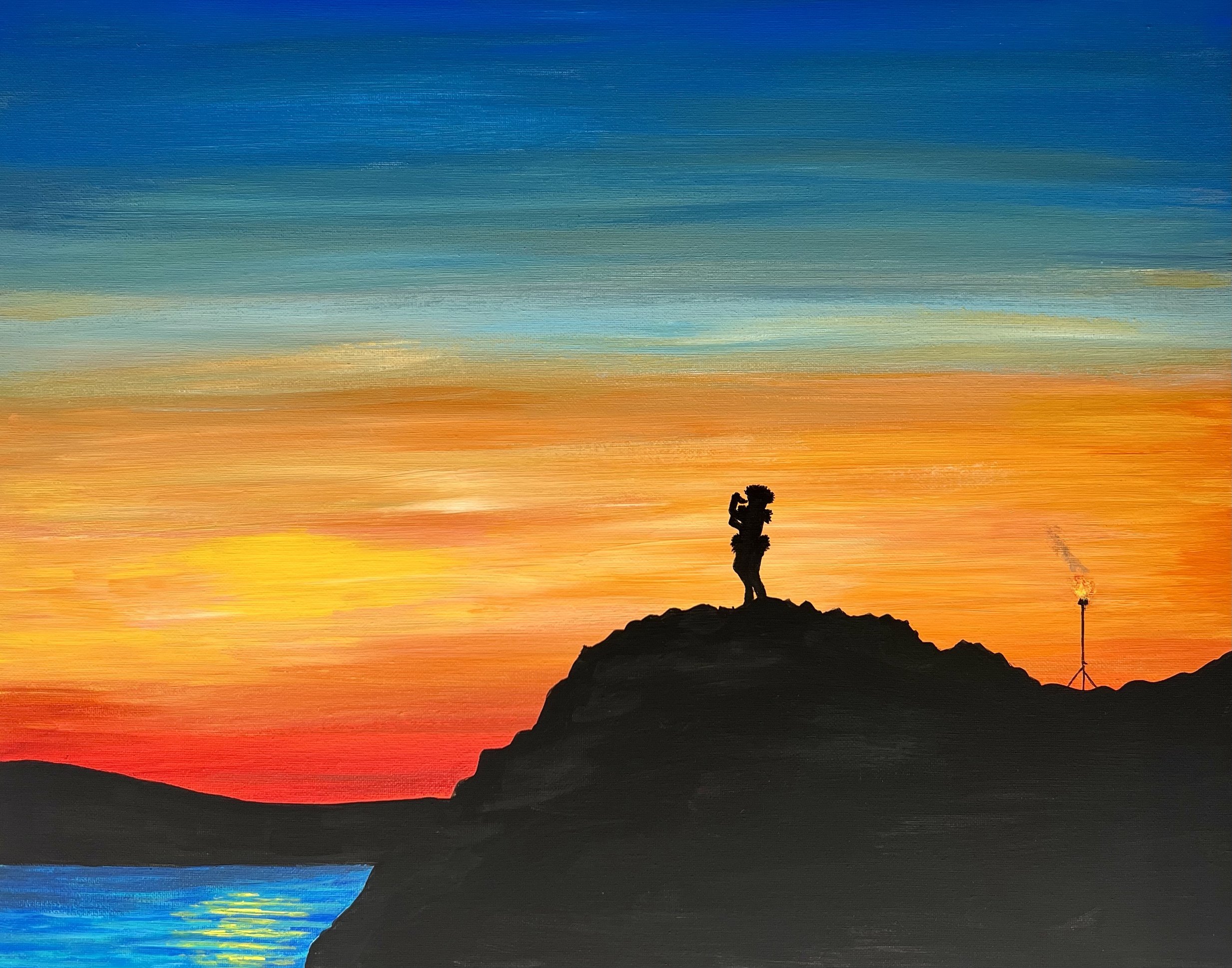 16x20. Acrylic. Includes Black Frame. 