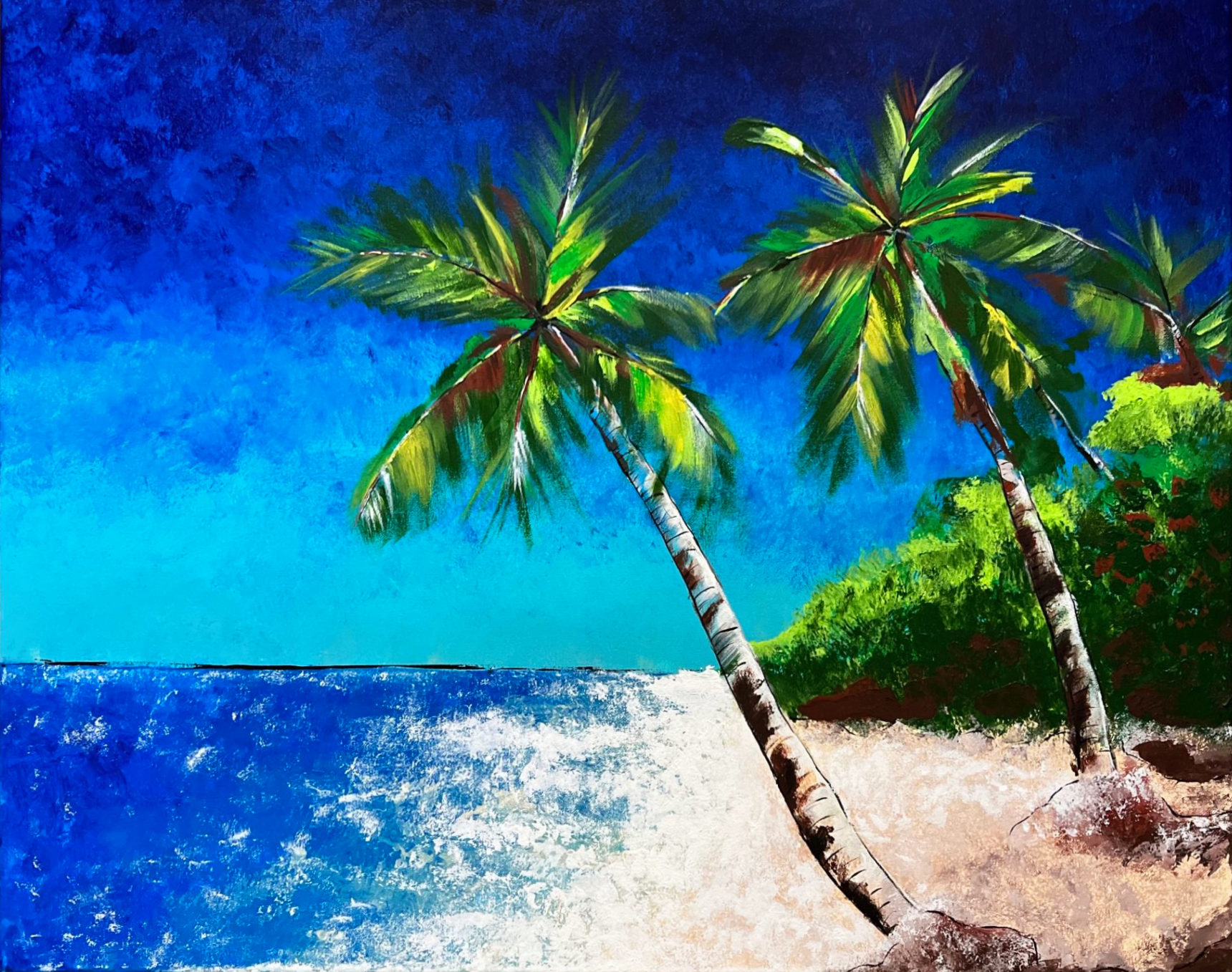 30x24. Acrylic. Includes White Floater Frame.