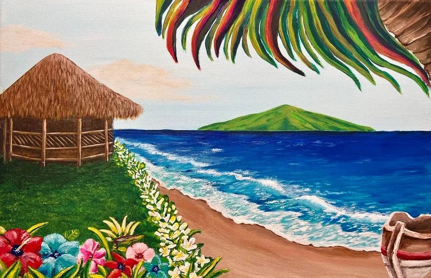 12X18. Acrylic. Includes Brown Frame. 