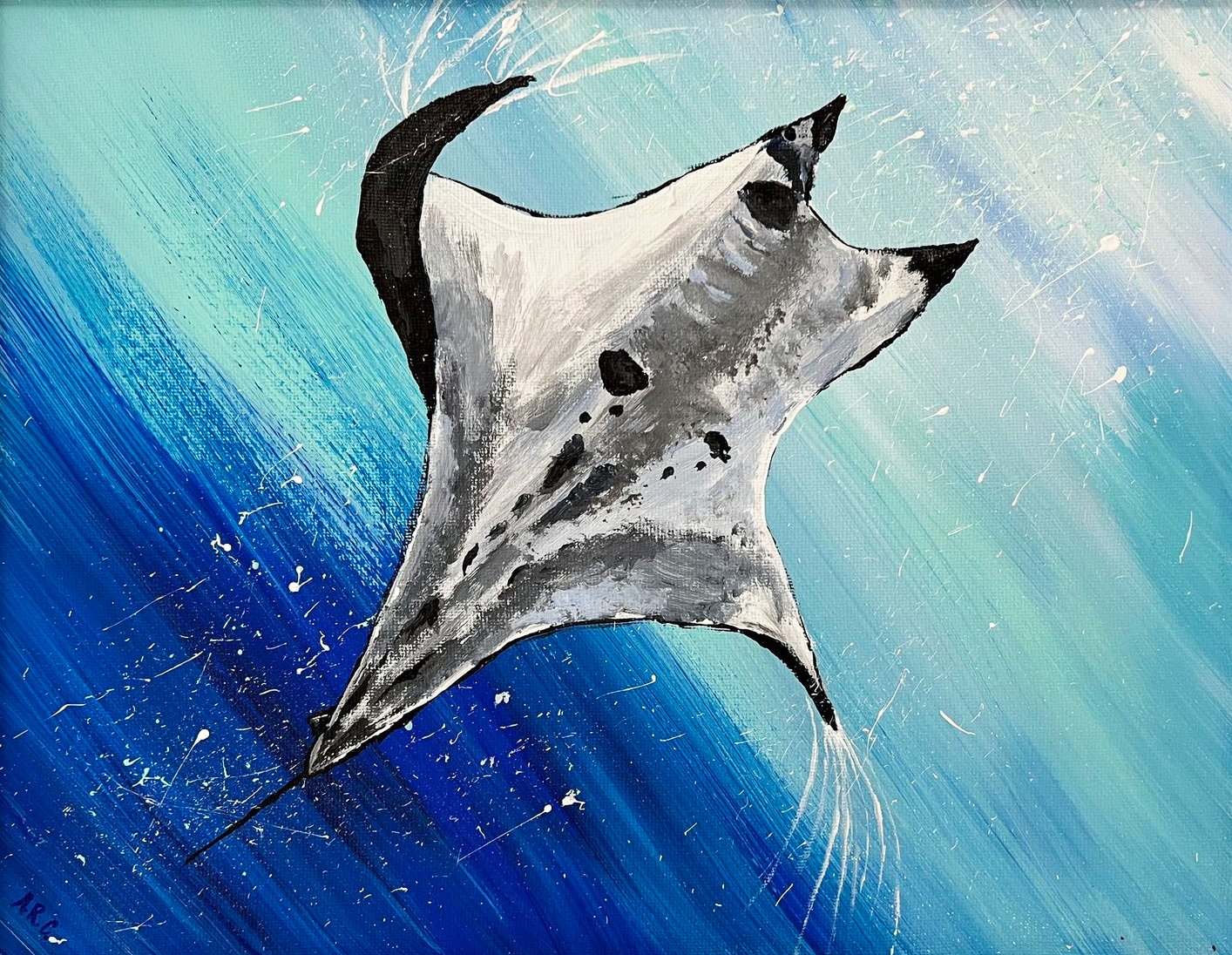 11x14. Acrylic. Includes White Frame. 