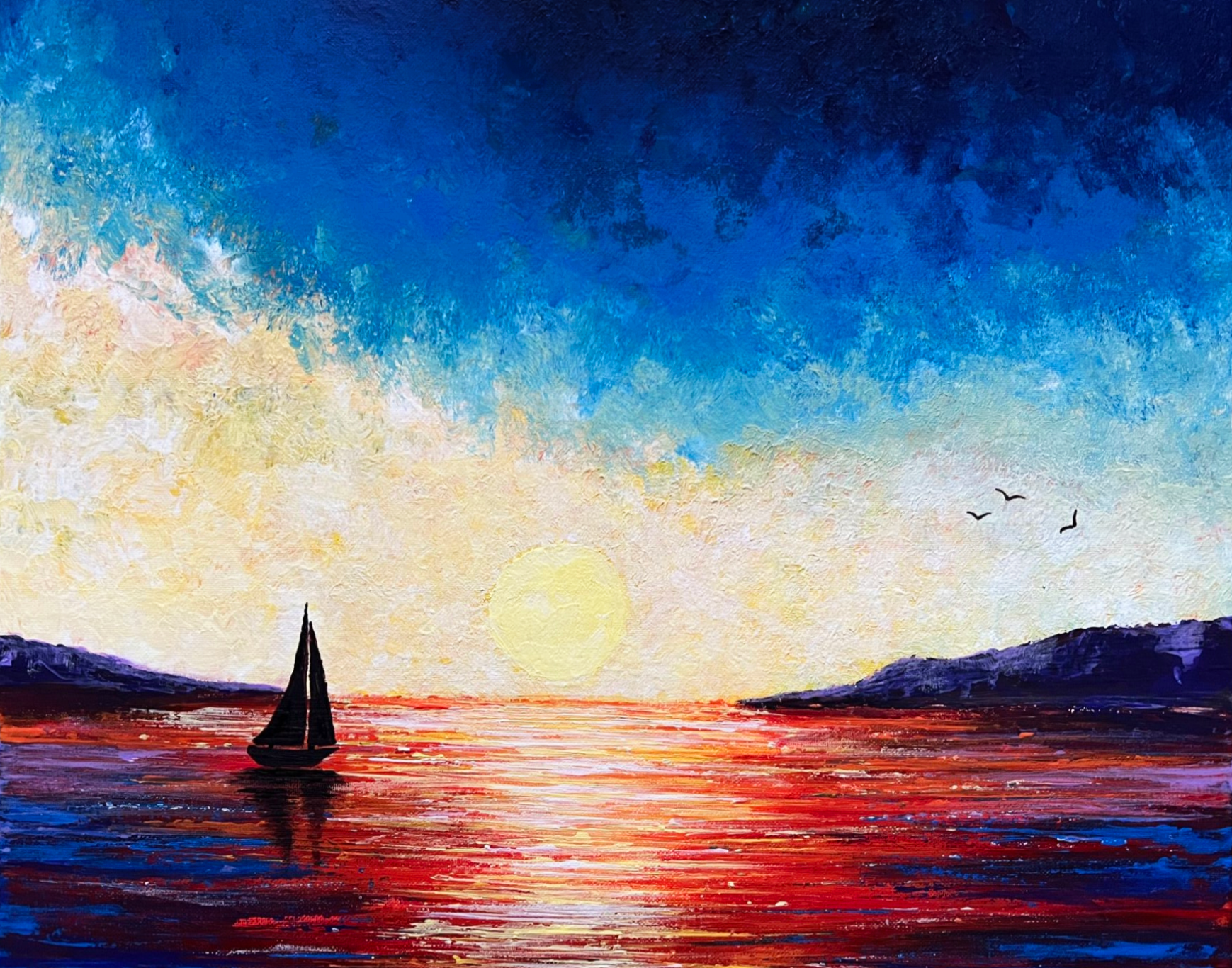 16x20. Acrylic. Includes Brown Floater Frame.