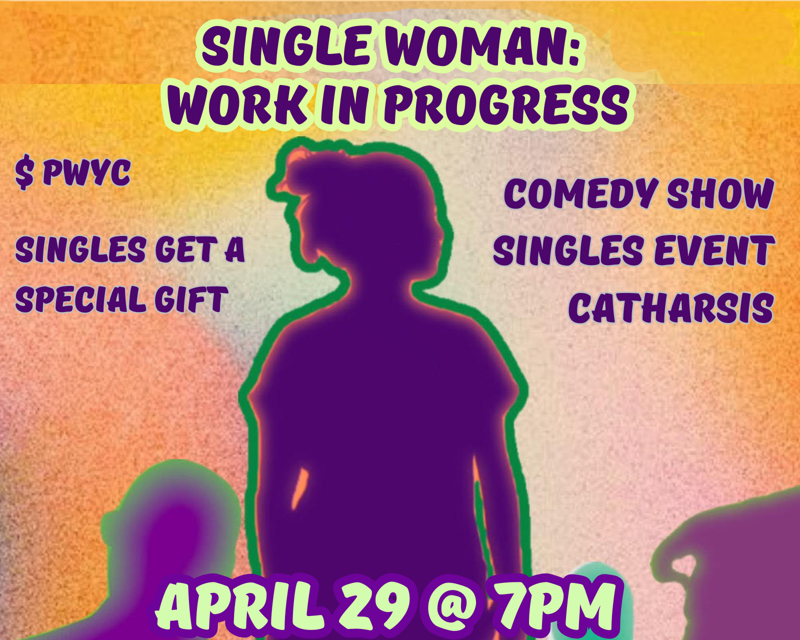 Single Woman: Work In Progress
As long as she’s been single, Tess has felt that the best part of a date was telling stories about it to her friends after. Now she’s ready to share them with everyone else. Over this 90-min show, Tess weaves personal s