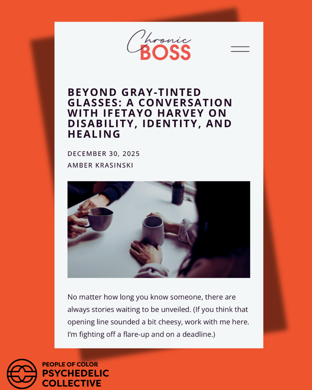 Beyond Gray-Tinted Glasses: A Conversation with Ifetayo Harvey on Disability, Identity, and Healing