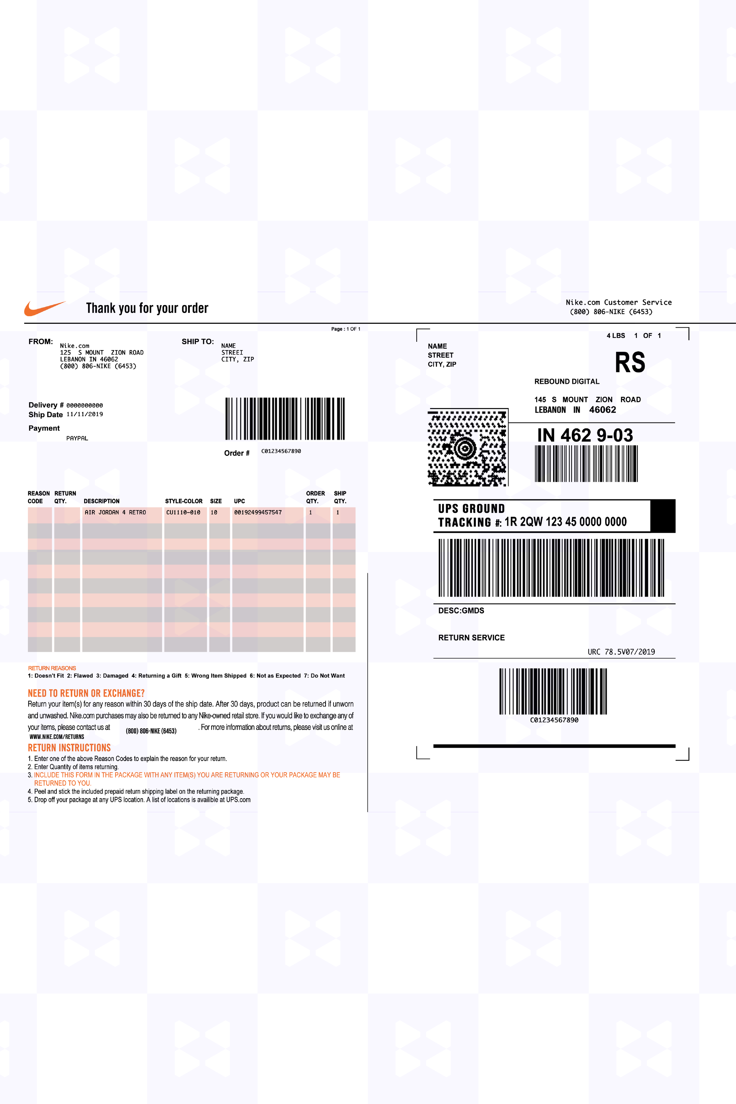 Nike Store Receipt Template Example