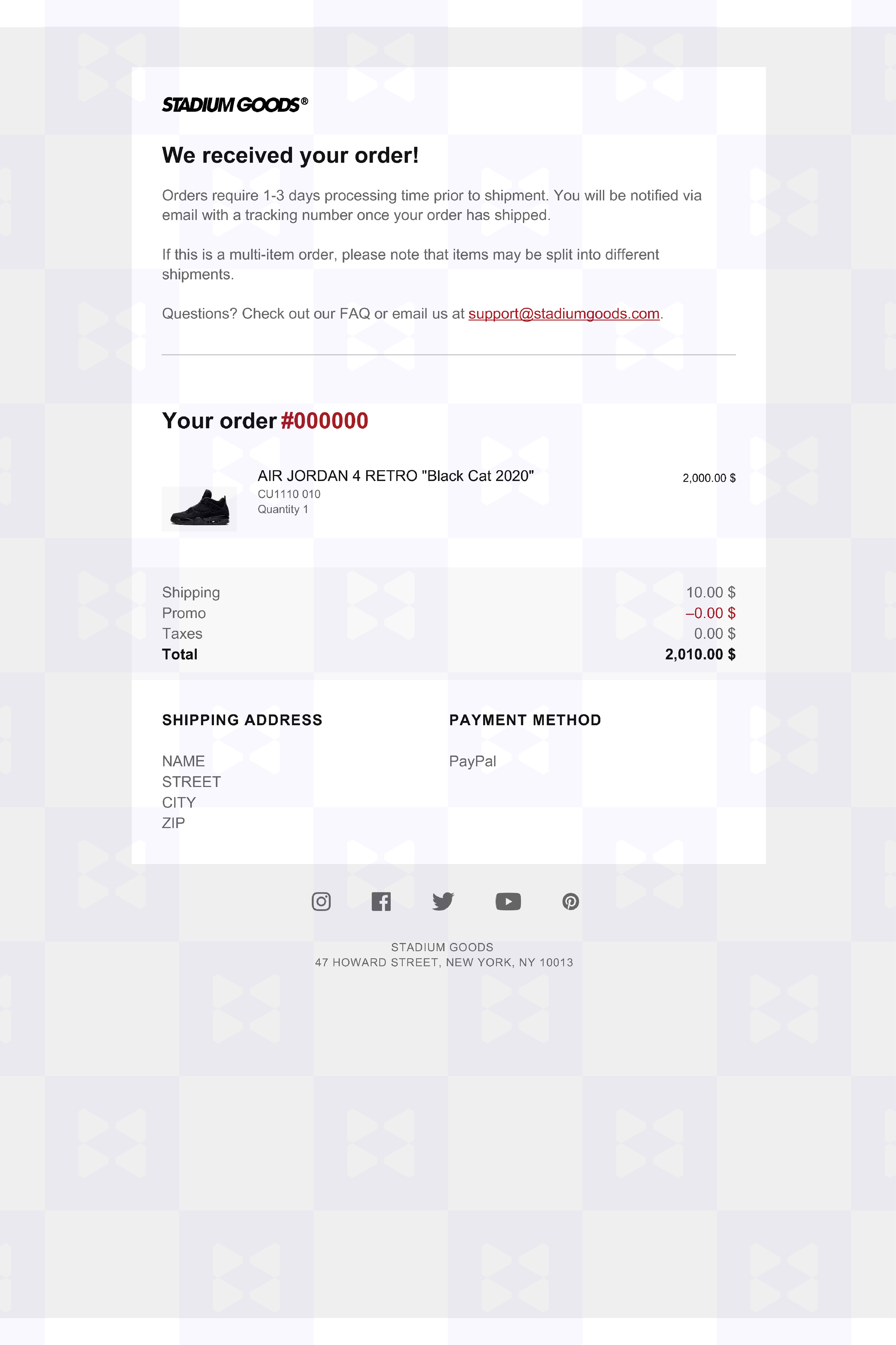 StockX Receipt Template