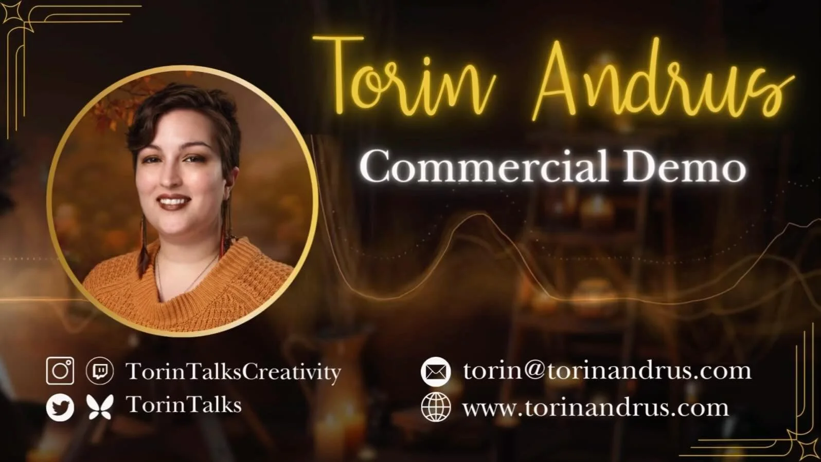 Hello! ๐๐ฝ Welcome to my page! Let me introduce myself.
My name is Torin, a nonbinary Voice Actor originally from AL. Currently, enjoying life on the West Coast.
I am a highly collaborative storyteller that enjoys acting in TTRPGs, Audiobooks, an