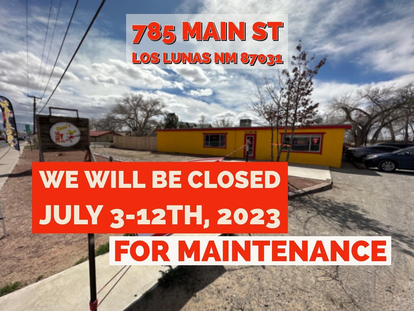 Good morning family 🤩we will be closed at our #loslunas location 📍until the 12th for maintenance! Our priority is the safety of our customers and employees 🫡 we will keep you all updated‼️
.
.
#cucoskitchen#newmexico#abq#localrestaurant#mexicanres