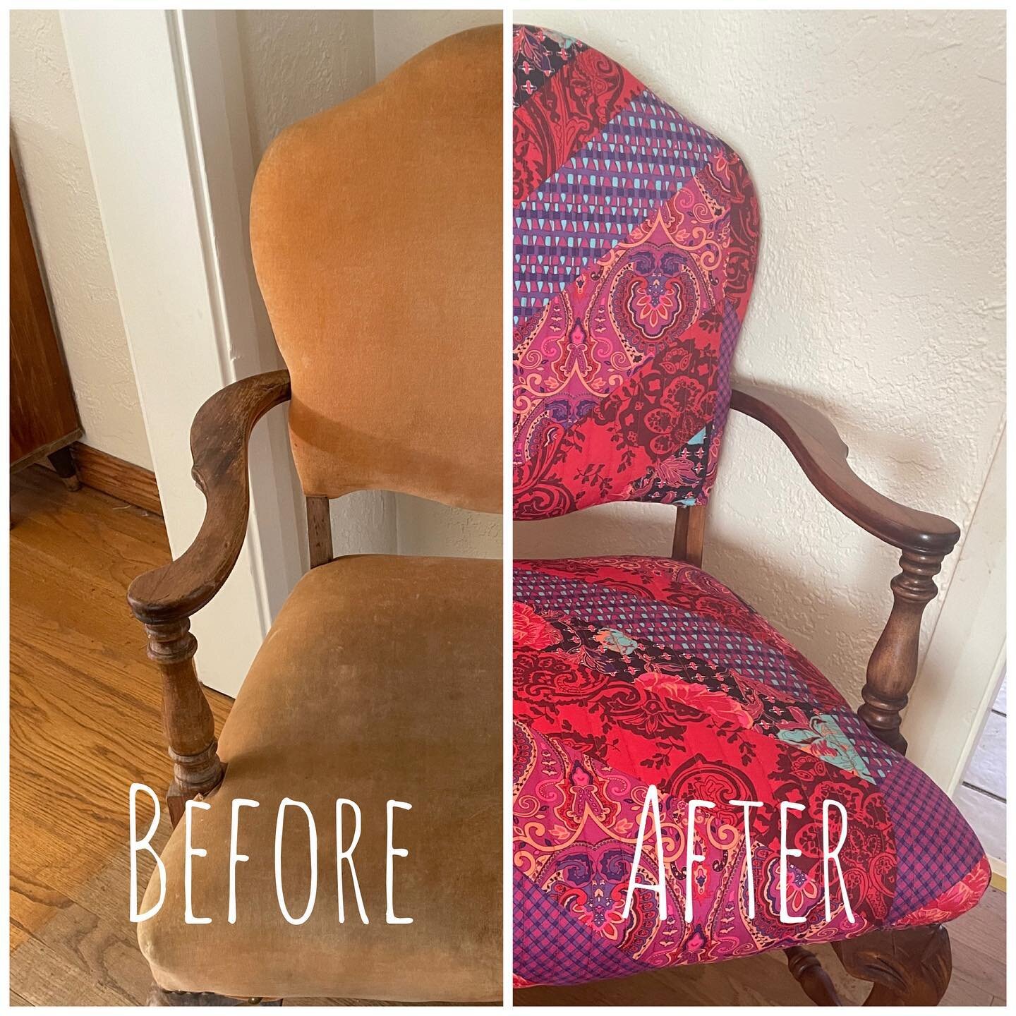 My client wanted to recover this chair that has been in her family for generations with a quilt that her and her husband have had for years. The final result is a beloved family heirloom that can go on to live another century.

#sewnerdy #upholstery 