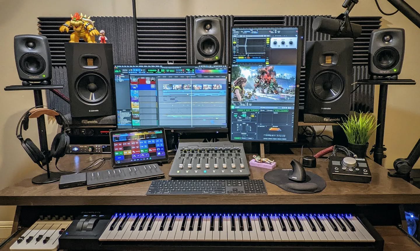 Just added a set of 5.1 @genelec_usa studio monitors to the setup and LOVING IT 🤯🔥🔥🔥

Also Boba Fett got himself a little Purple mattress to rest on 👍⁣
⁣

@avid.protools @uaudio @adam_audio @we.are.roli @nativeinstruments @auralex @output_audio
