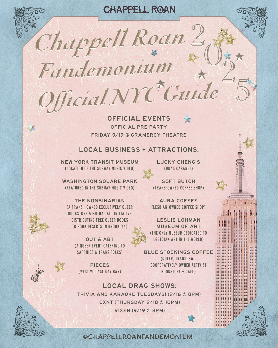 Chappell Roan's Fandemonium Tour Guide Posters