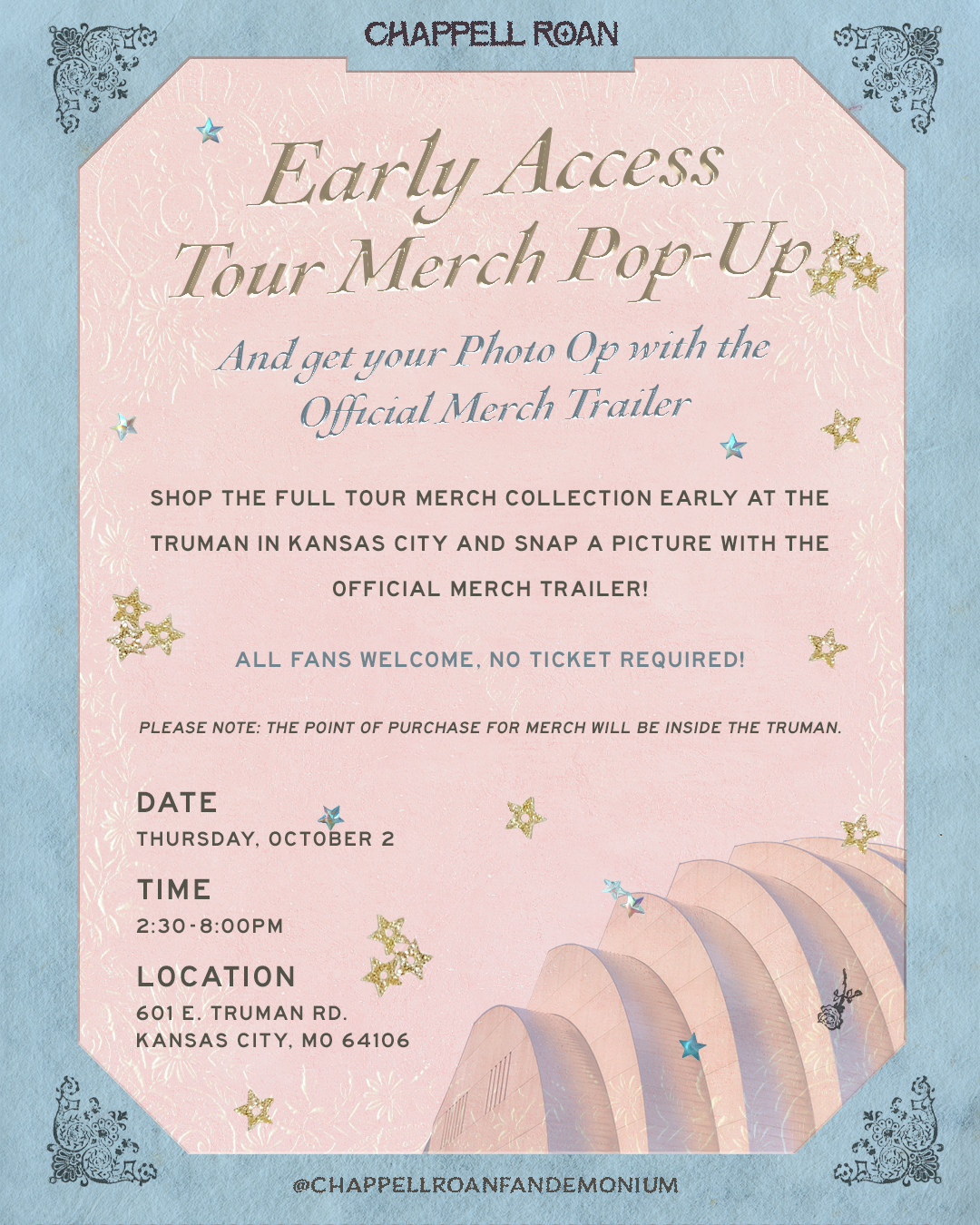 Tour merch pop-up post
