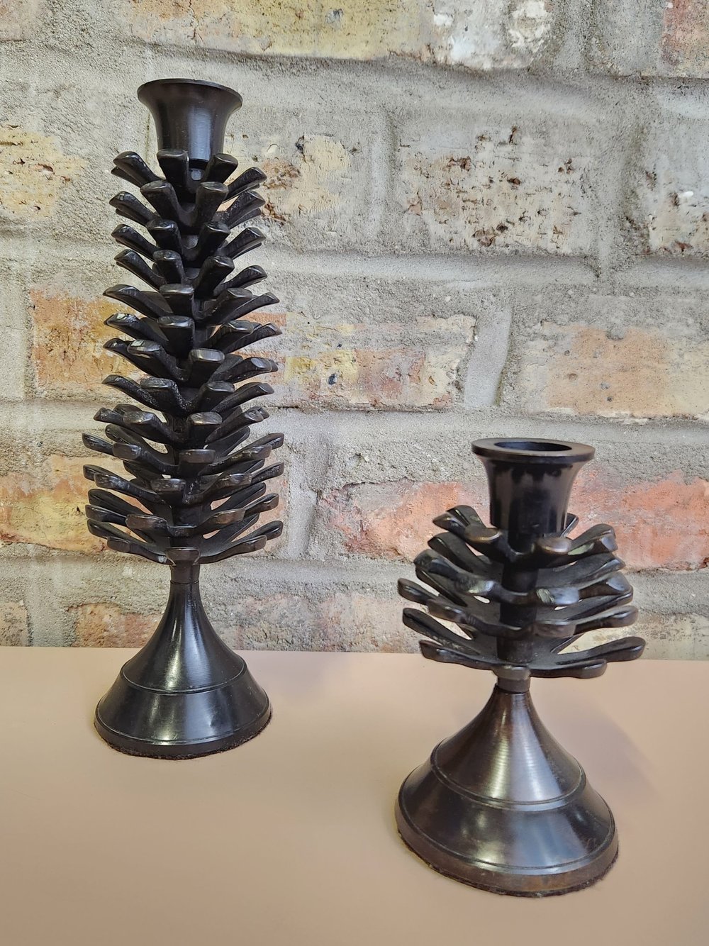Vintage Metal Pine Cone Candle Holders — Closing Time Estate Sales