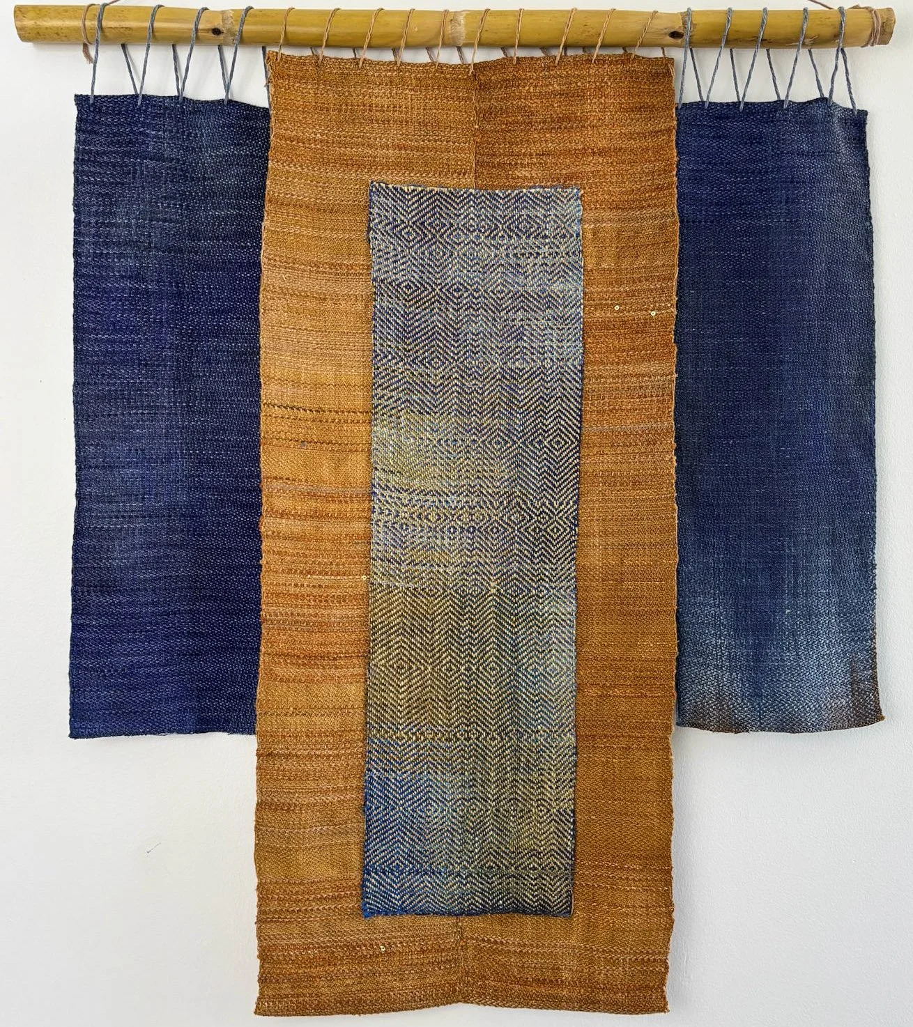 Woven Breath.  Handwoven and hand dyed textiles, bamboo.  24x31".  2025