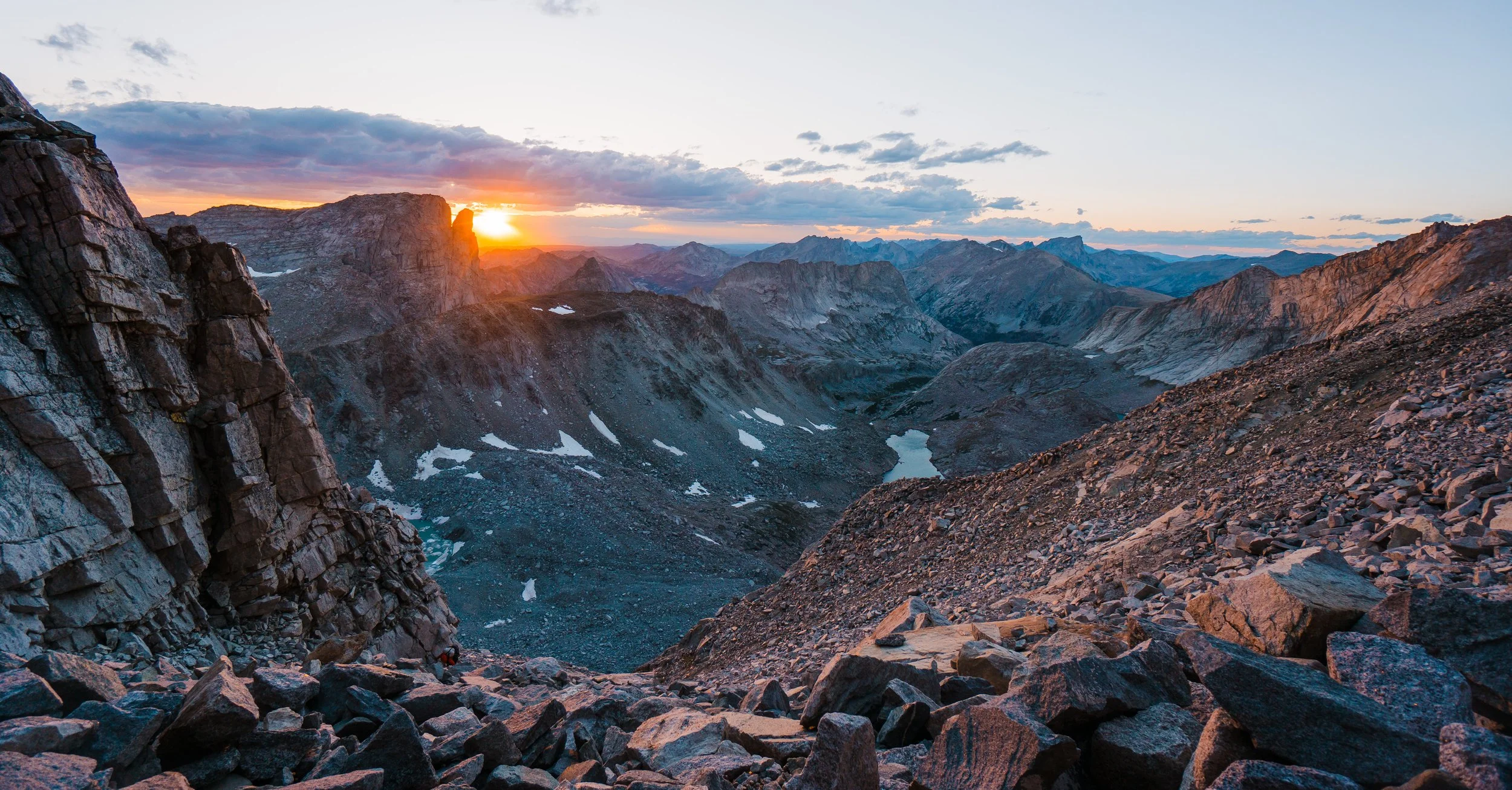 Sunset view from 13,000 feet on Wind River Peak summit, Wyoming