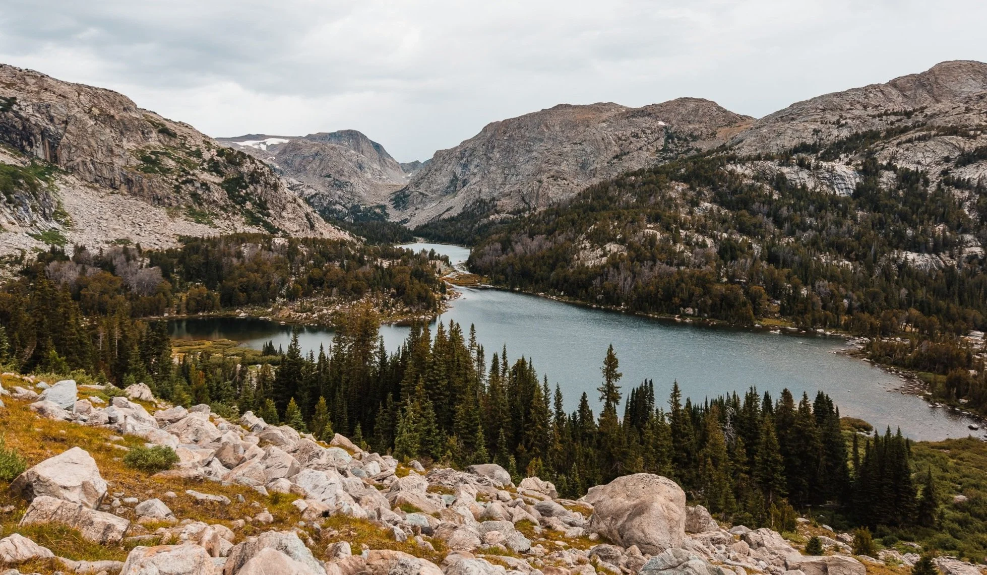 image overlooking golder lake from hay pass in the wind river range wyoming