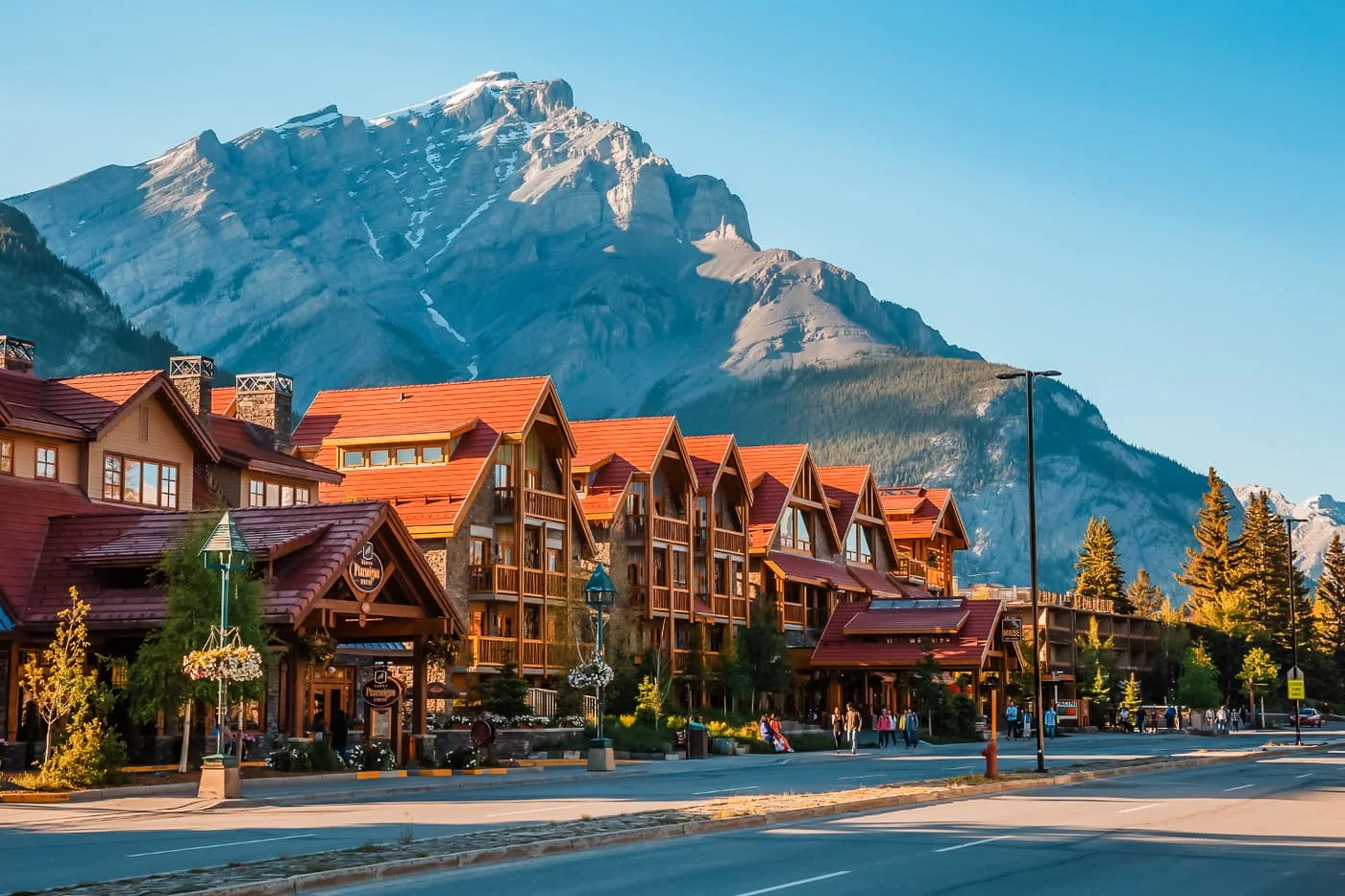 Streetside view of downtown banff alberta