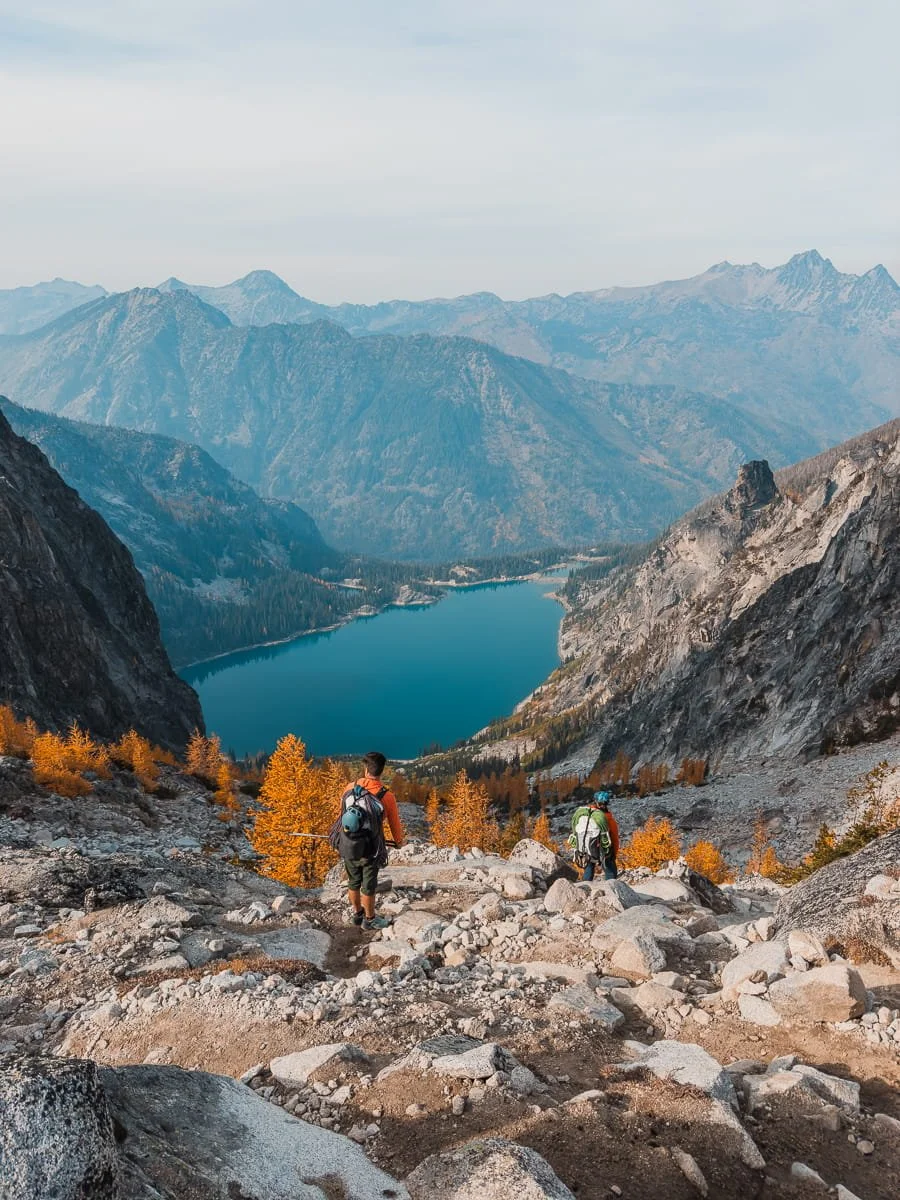  Steep loose talus scramble on Asgard Pass in the Enchantments, Washington 