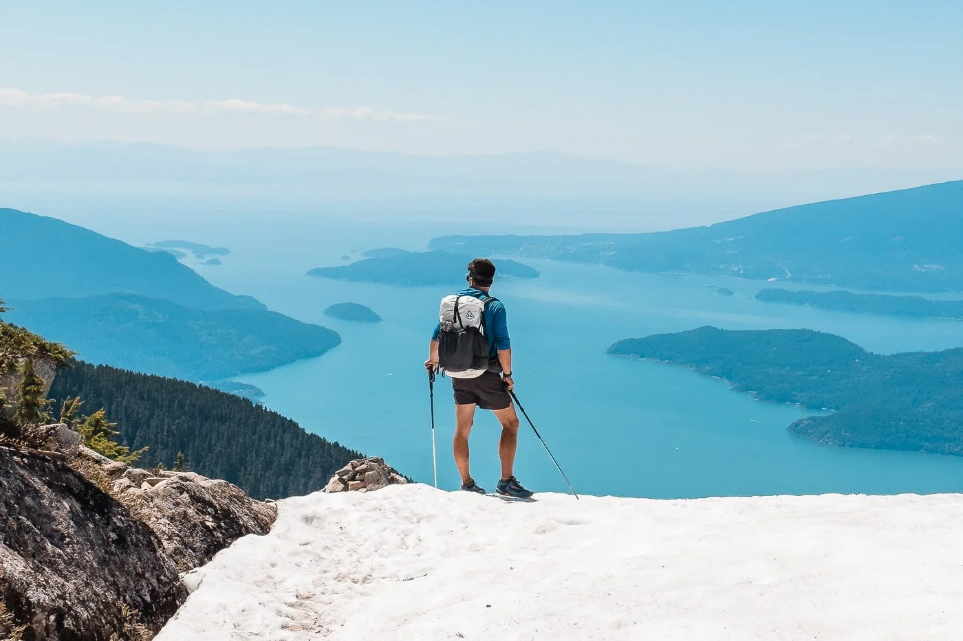 Man looking down at Howe Sound along the Howe Sound Crest Trail