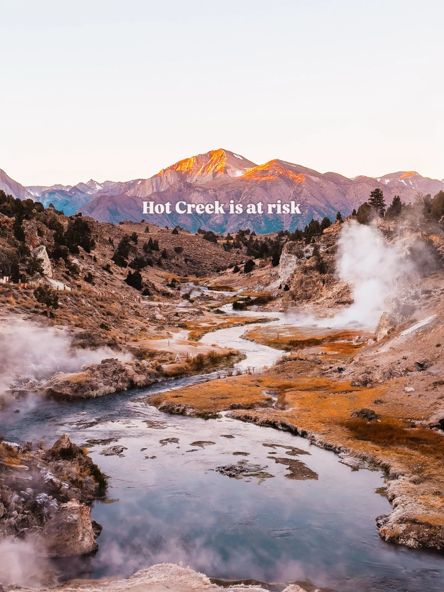 ⚠️This amazing area is at risk ⤵️

♨️ Hot Creek, near Mammoth Lakes is a stunning recreation area that I stop at just about every time we are in the Eastern Sierra. 

‼️ But now this amazing area is at risk of an exploratory drilling project because 