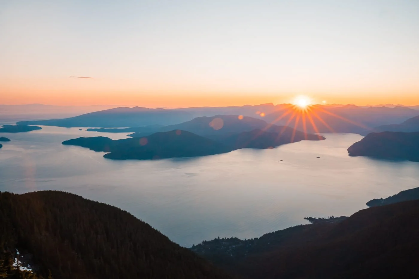 Sunset view from Unnecessary Mountain along Howe Sound Crest Trail