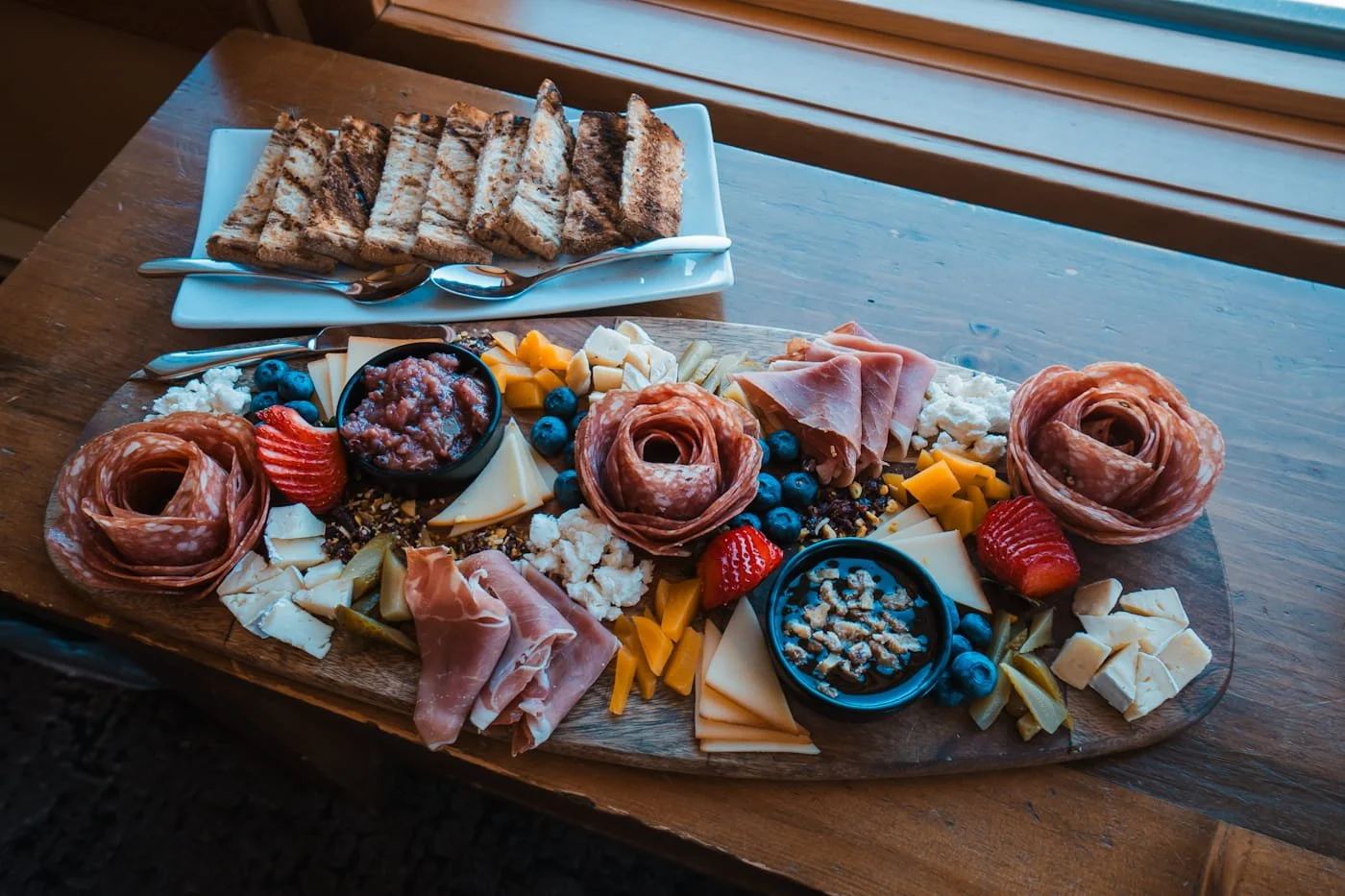 charcuterie board at Sunshine Mountain Lodge