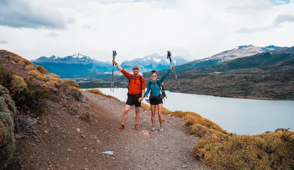 Couple backpacking the o circuit in torres del paine patagonia