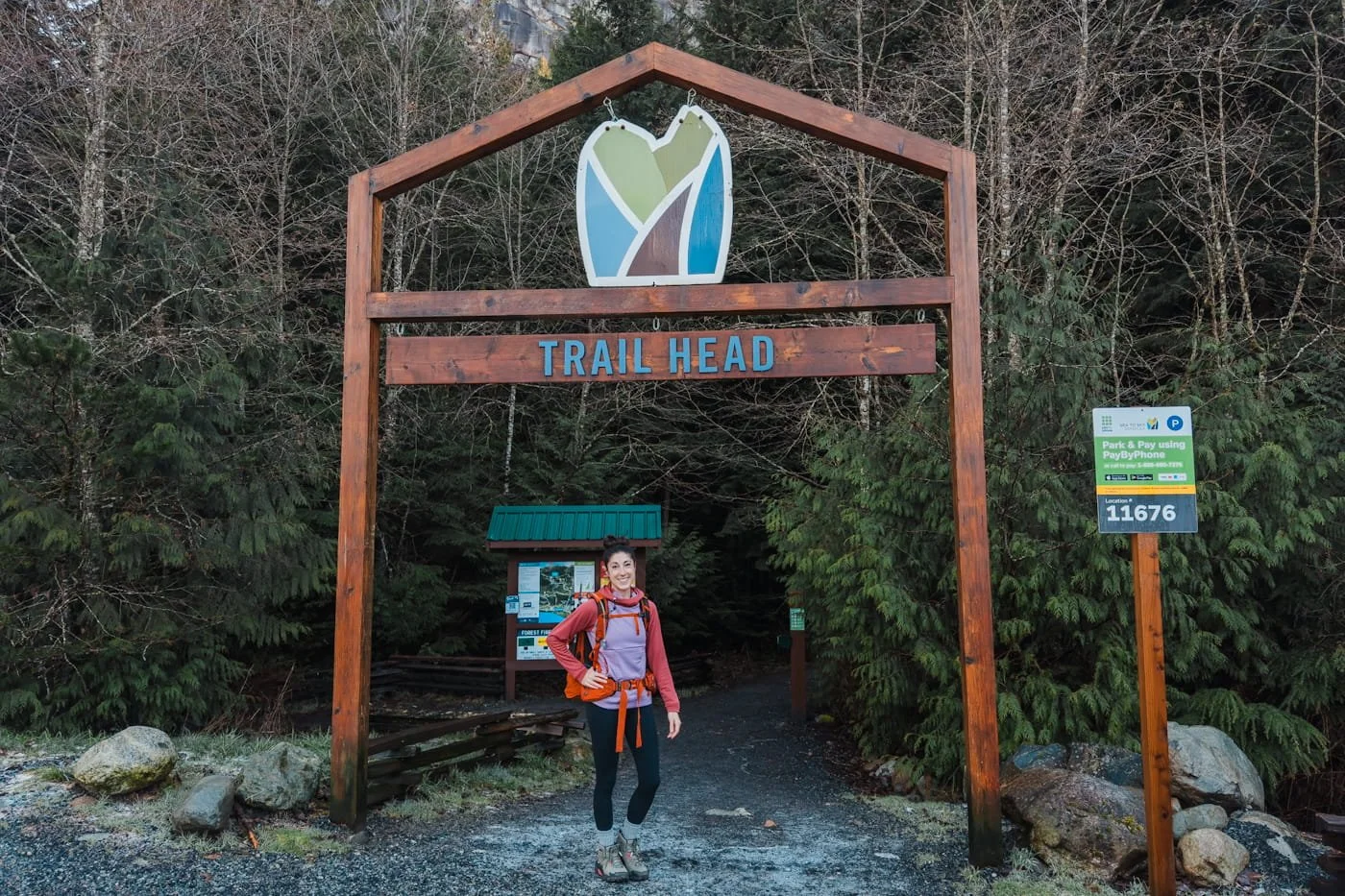 Hiker standing at the Trailhead for Sea to Summit and The Climb