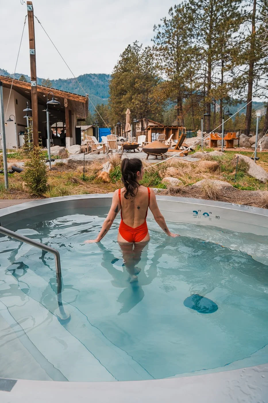 Girl entering hot tub at The Springs