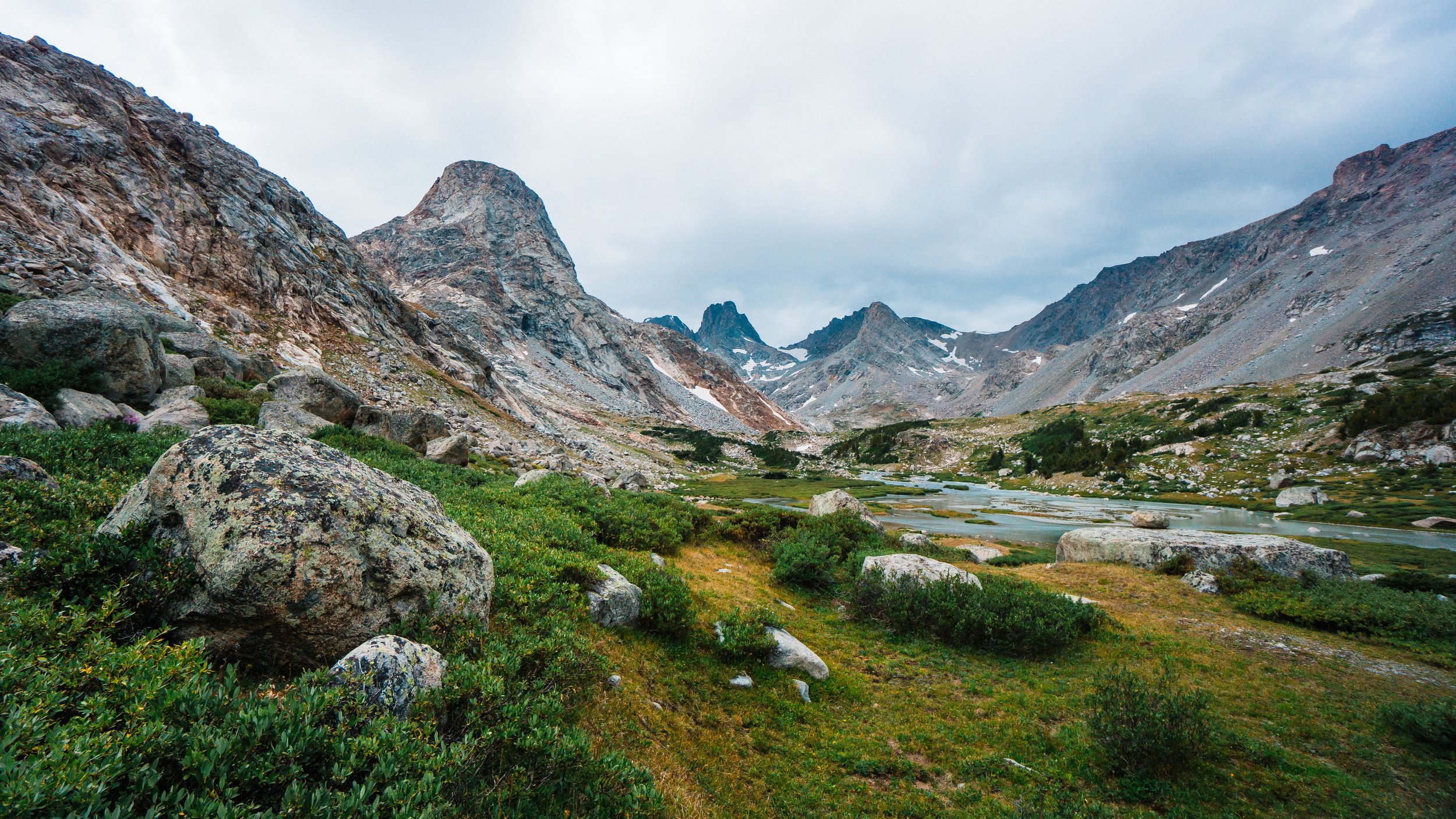 Warren and Turret Peaks above the floodplains in wind river range wyoming