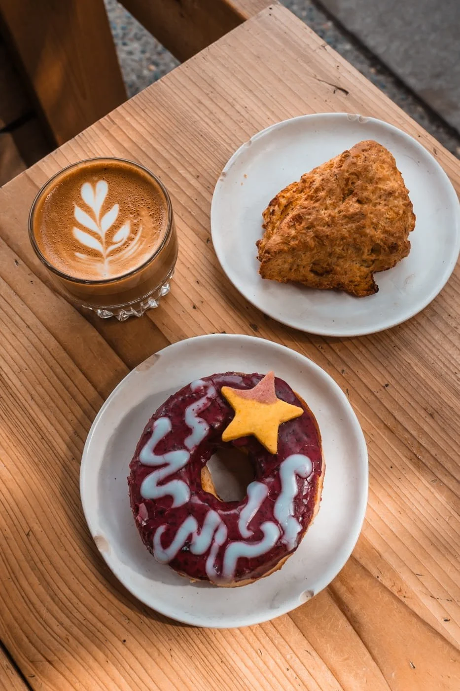 Pastries, doughnut and coffee from Fox &amp; Oak