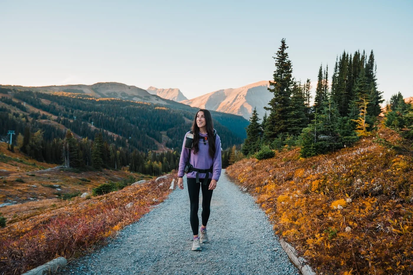 Girl hiking along the trails near Sunshine Mountain Lodge