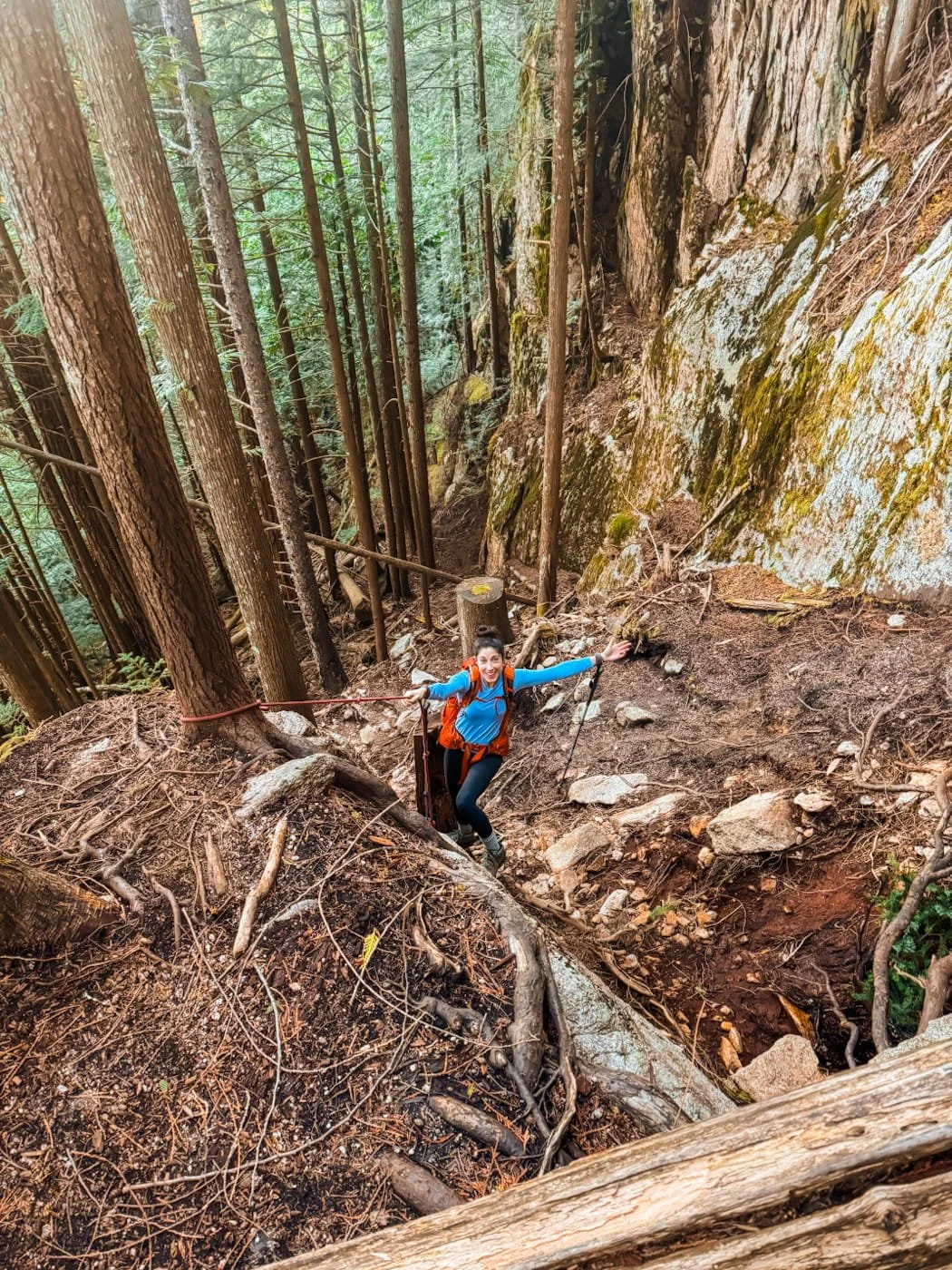 Scrambling section along The Climb trail