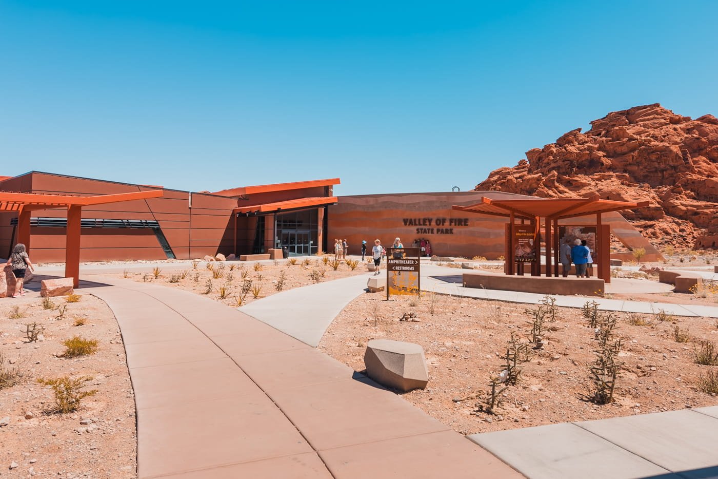 looking at the visitor center inside valley of fire state park