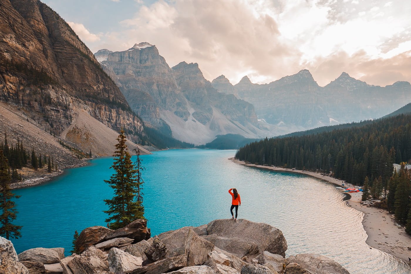 Girl standing at view point near Moraine Lake