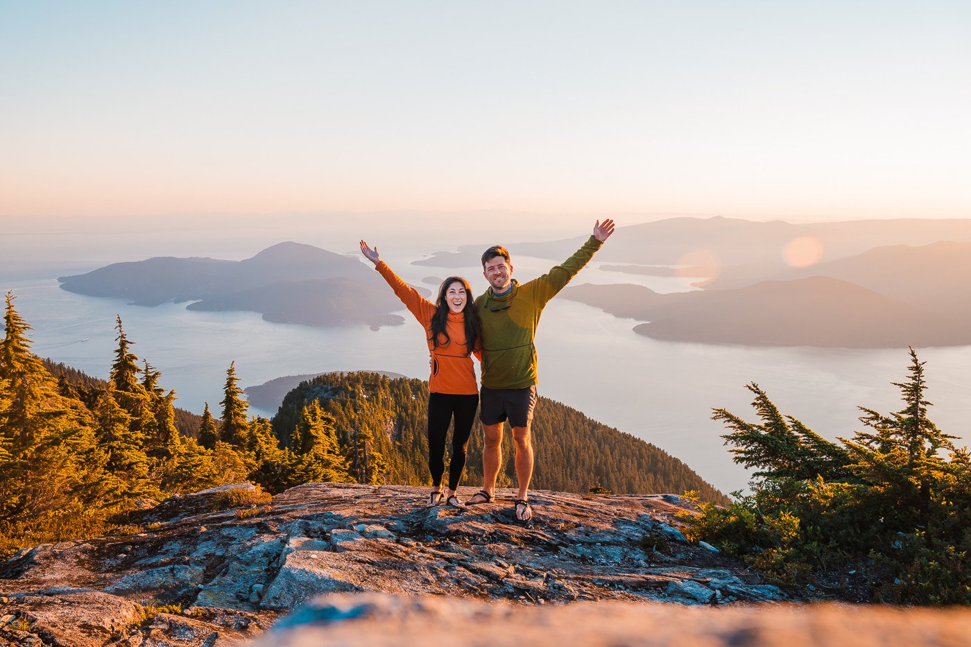 Your authors Skye and Garrett celebrating at the summit of Unnecessary Mountain