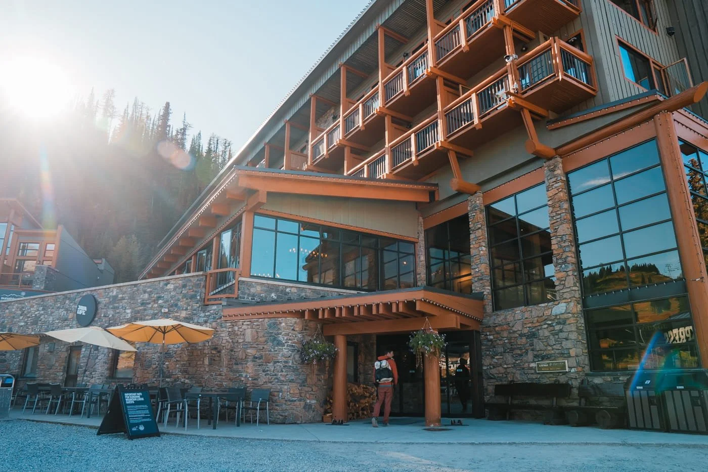 Entrance to sunshine mountain lodge in Banff Alberta