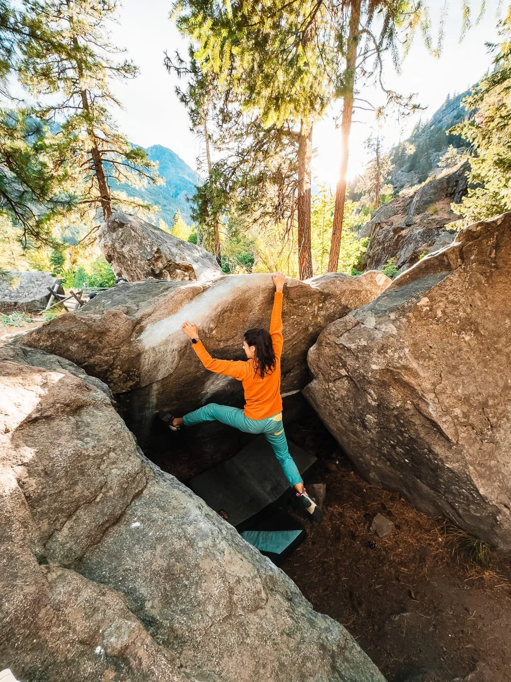 Girl Bouldering