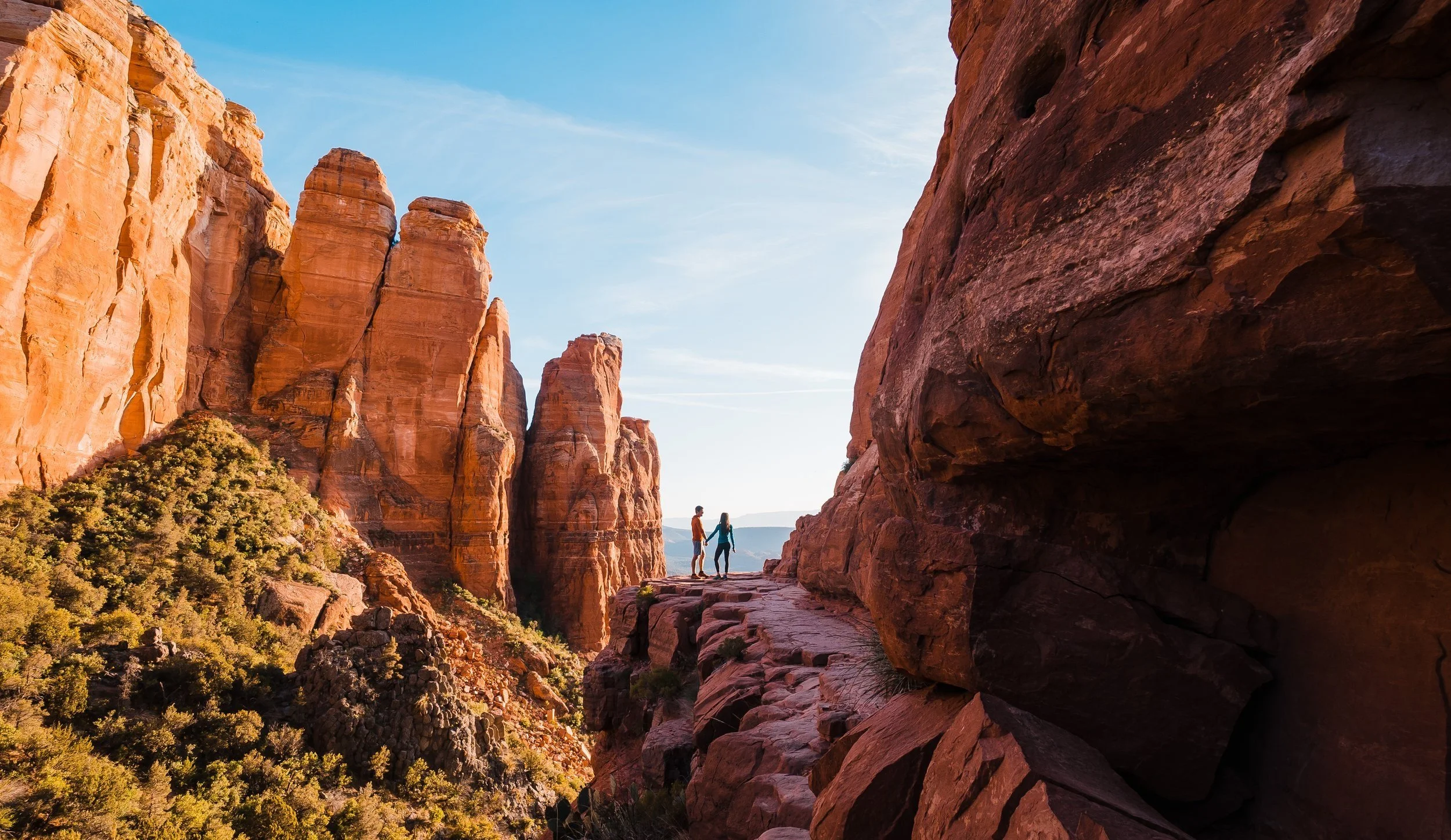 Couple standing at Cathedral Rock in Sedona Arizona