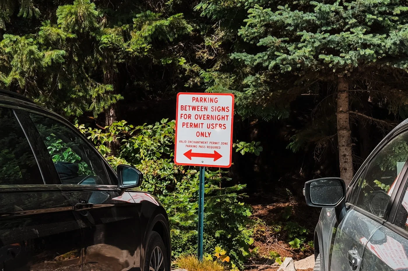 the sign in the parking lot stating that a specific area is for overnight permit holders only