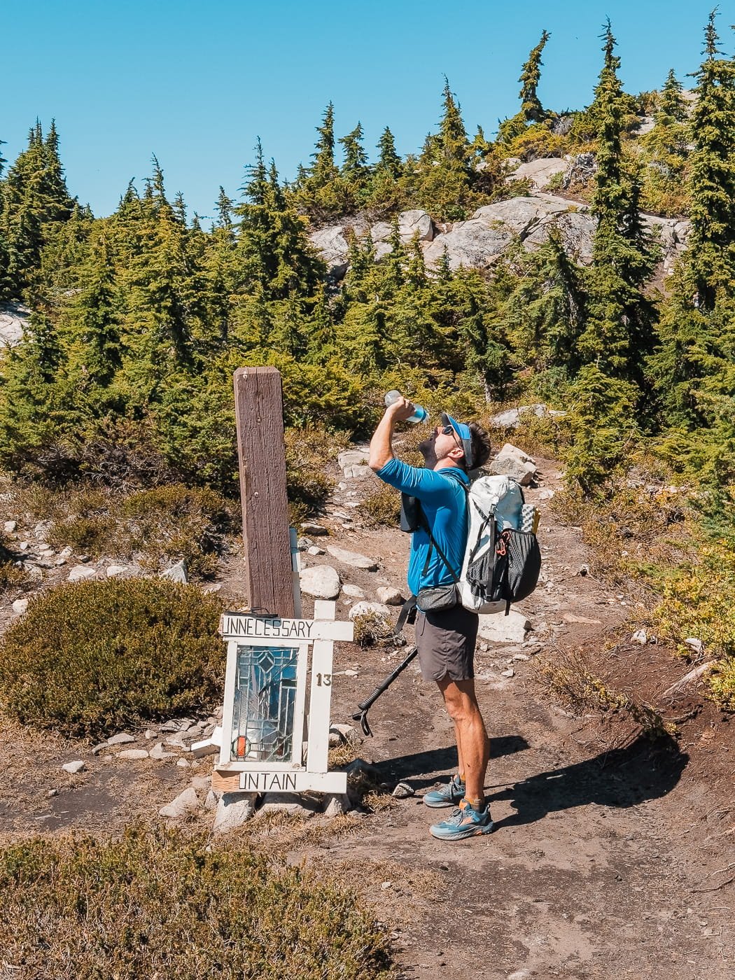 Trail marker at Unnecessary mountain